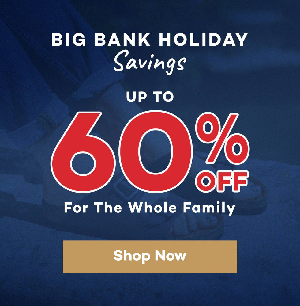 Bank Holiday Sale. Up to 60% off for the whole family. Click to shop now.