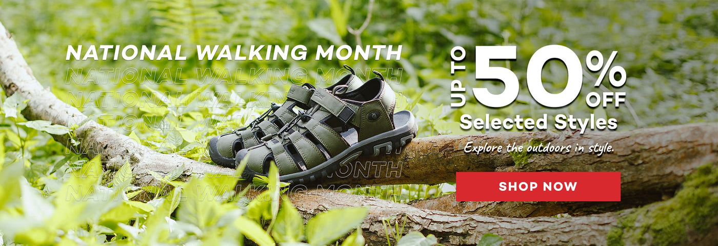 National Walking Month - up to 50% off selected styles Explore the outdoors in style
