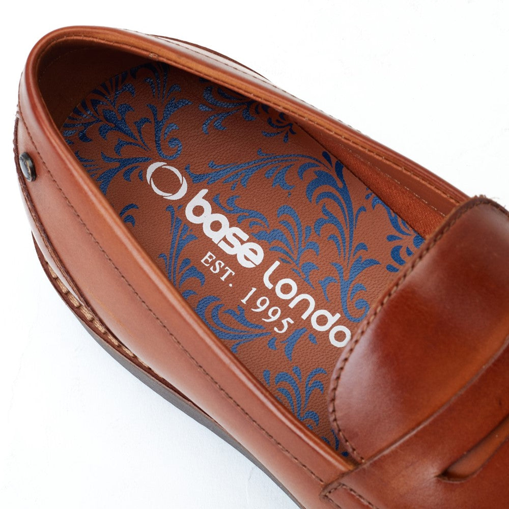 Base London Sid Washed Leather Penny Loafers