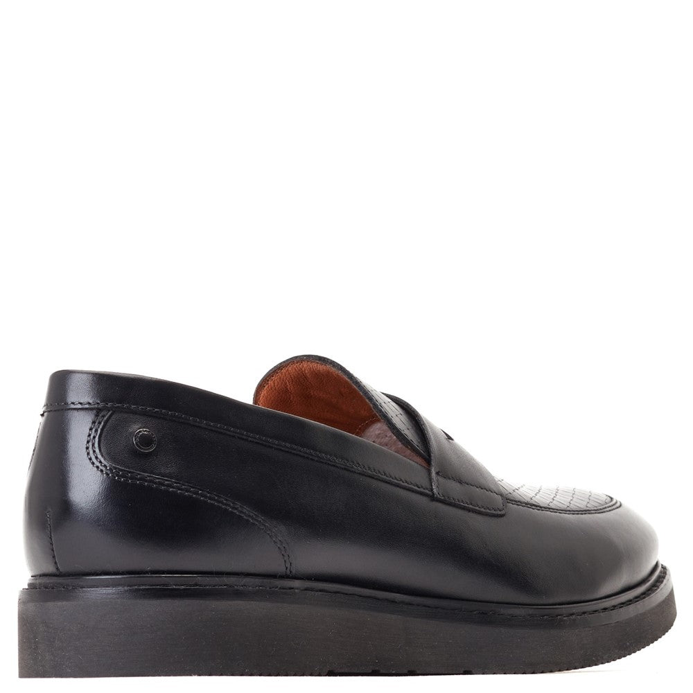 Base London Sid Embossed Leather Penny Loafers