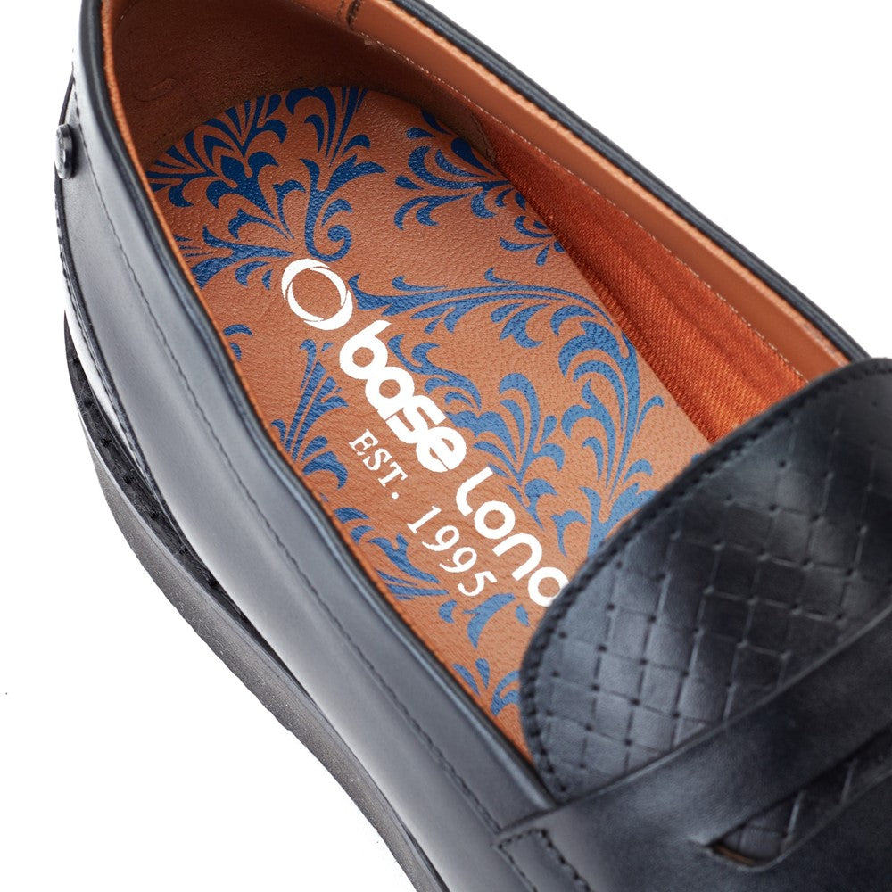 Base London Sid Embossed Leather Penny Loafers