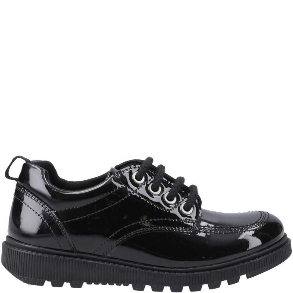 Hush Puppies Keeley Lace Up Patent Junior School Shoes
