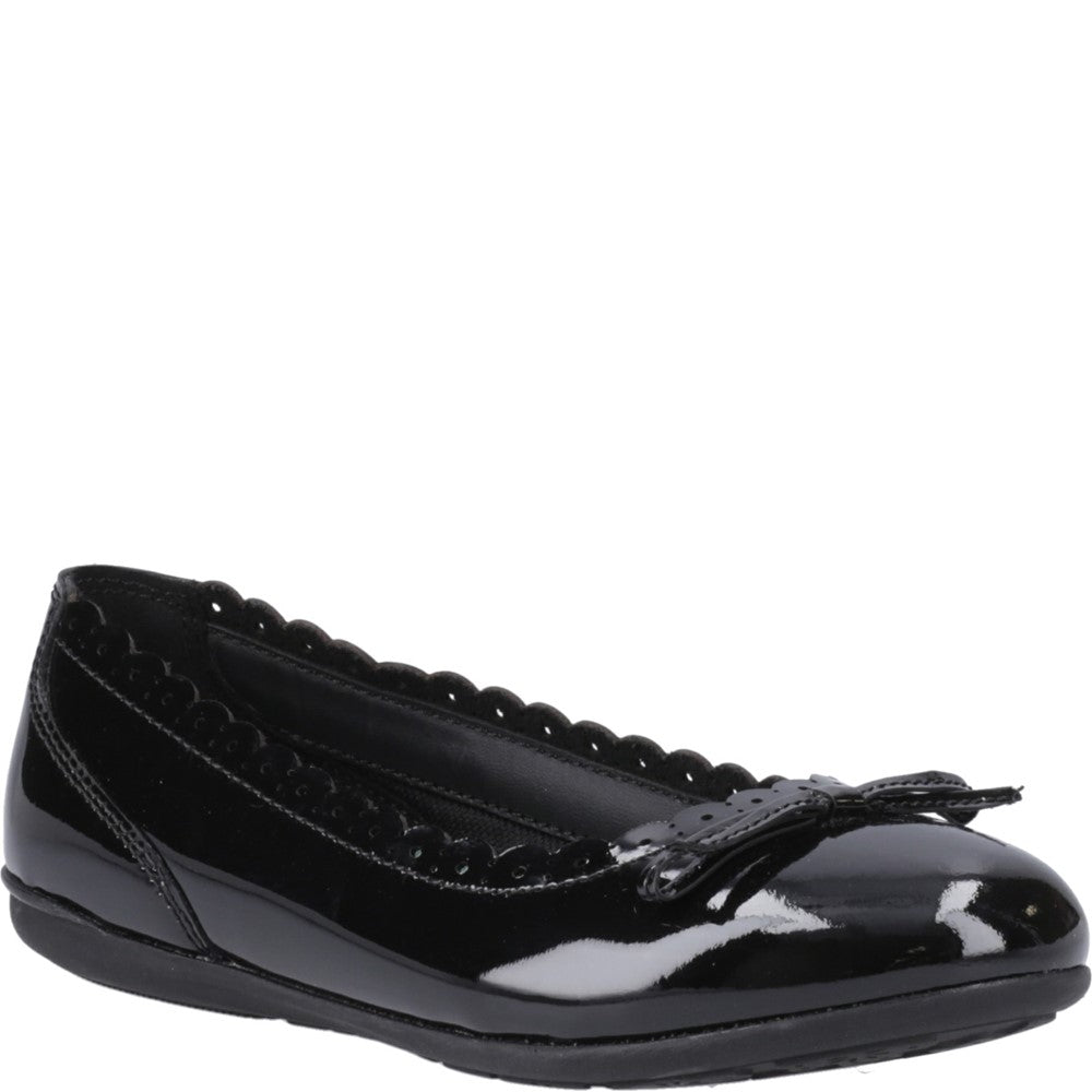 Hush Puppies Lillie Ballerina Patent Junior School Shoes