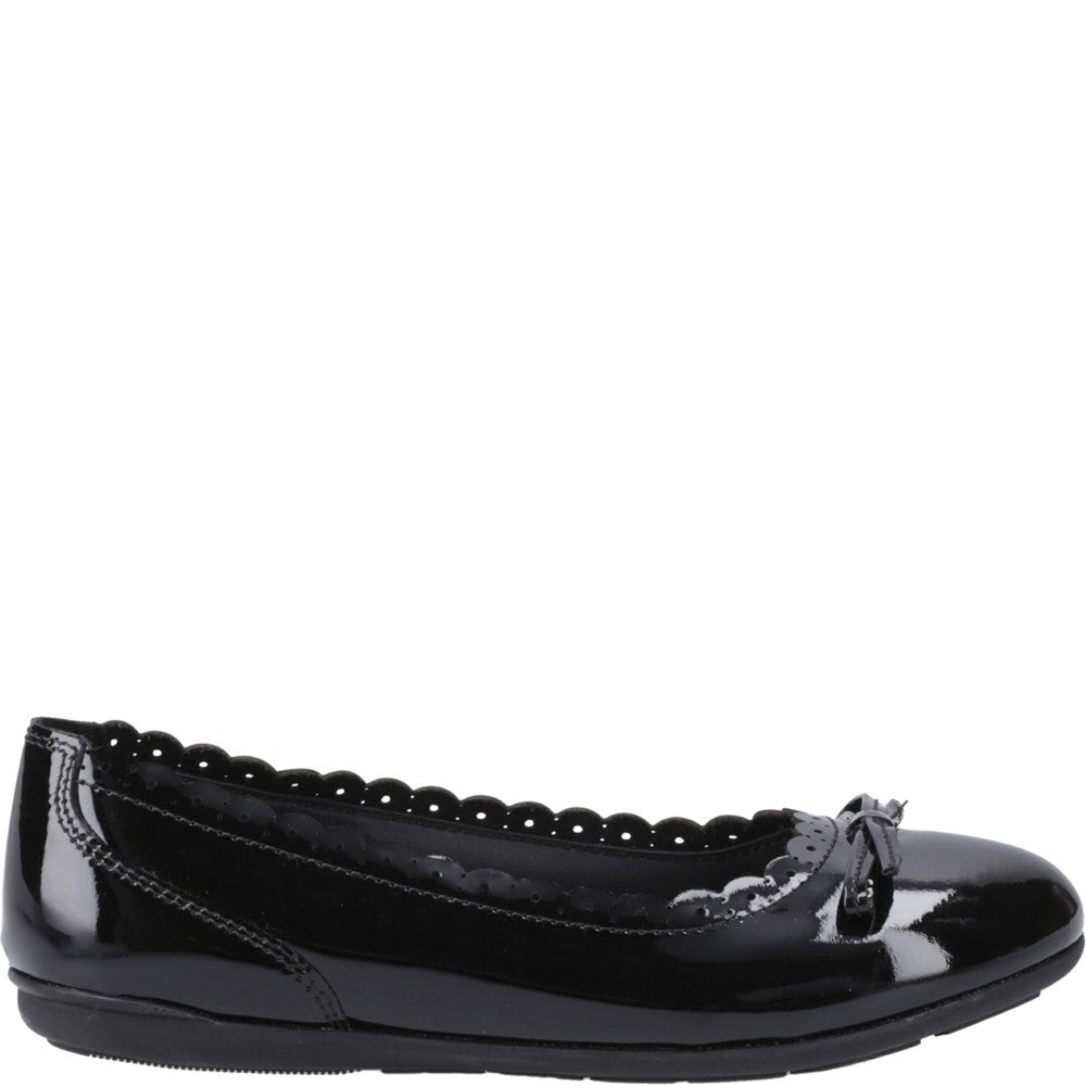 Hush Puppies Lillie Ballerina Patent Junior School Shoes