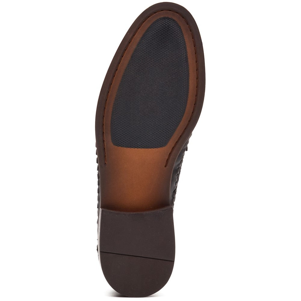 Base London Bracken Leather Weave Loafers