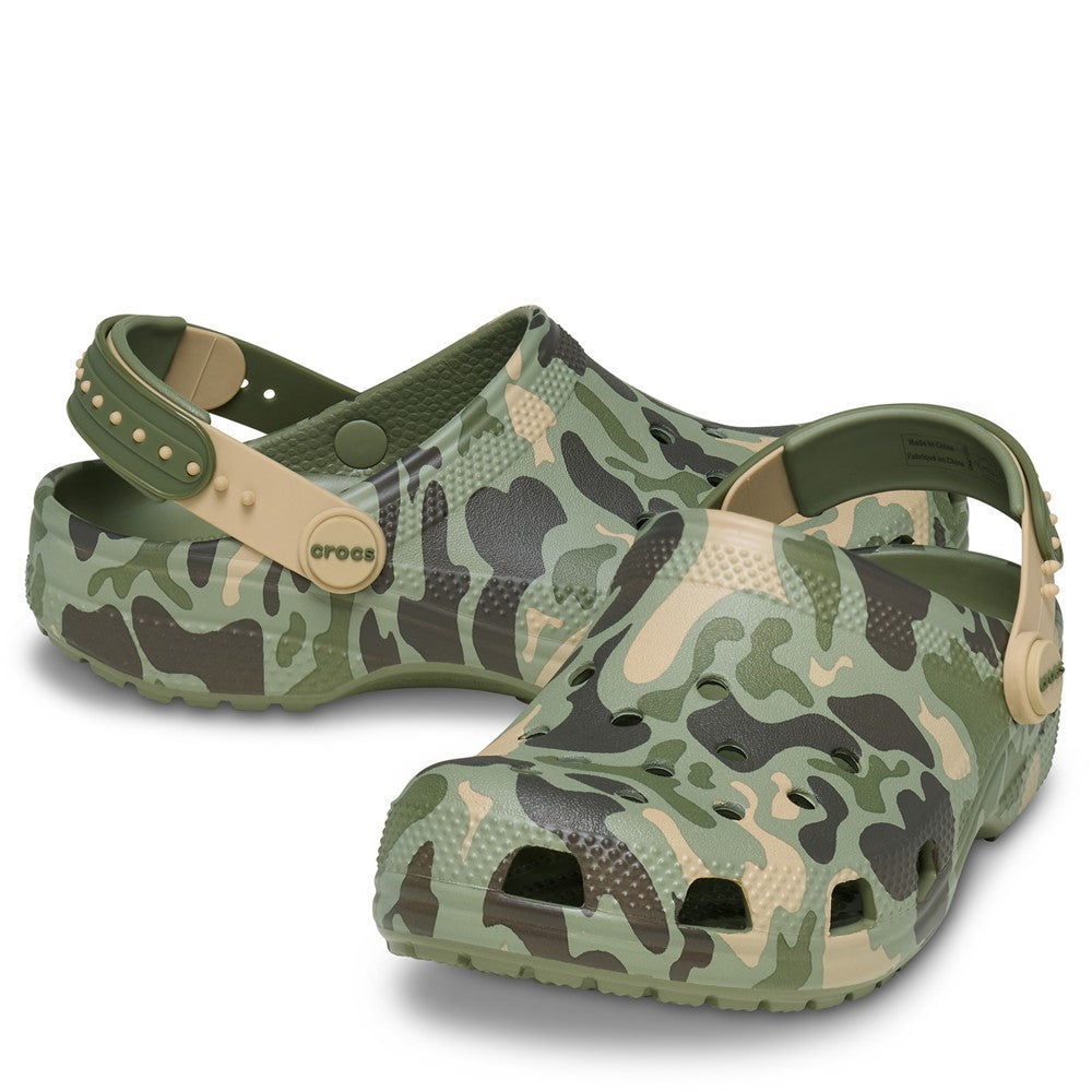 Crocs Kids Classic Strap-Back Camo Clogs