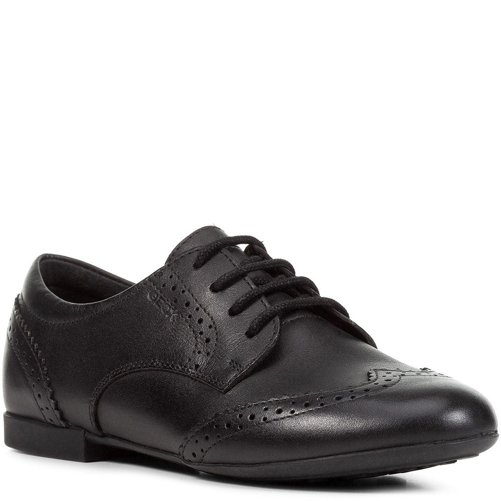 Geox J Plie B Smooth Leather Junior School Shoes