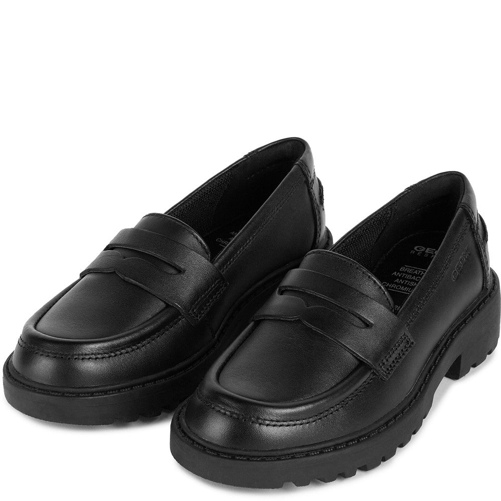 Geox J Casey G.C Smooth Leather Junior School Shoes
