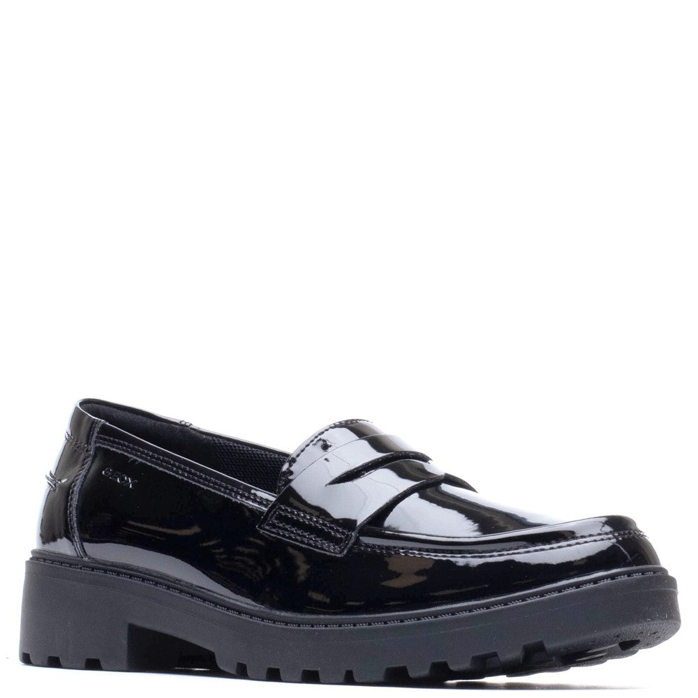 Geox J Casey G.C Smooth Leather Junior School Shoes