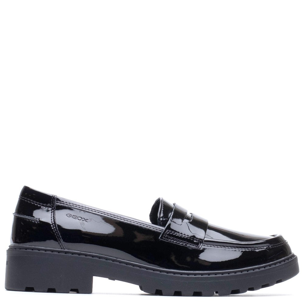Geox J Casey G.C Smooth Leather Junior School Shoes