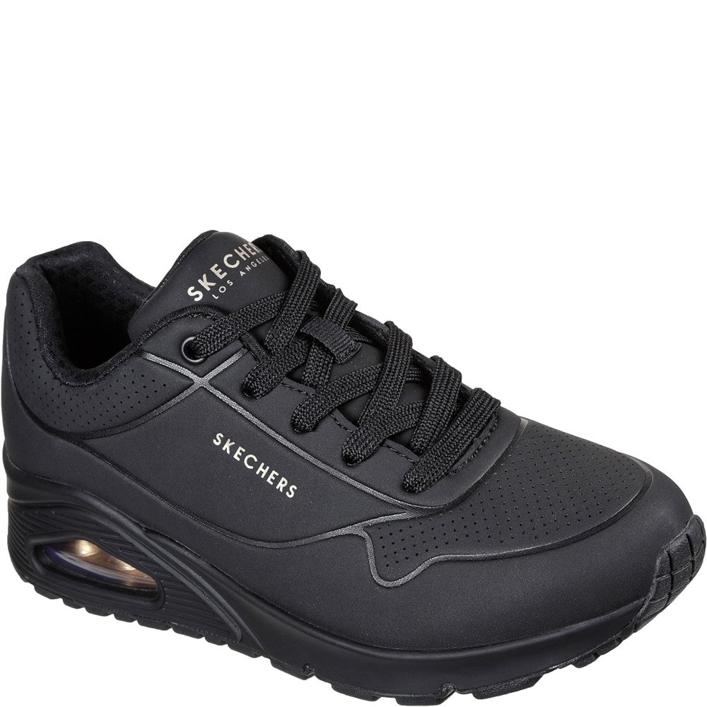 Womens Skechers Uno Stand On Air Sports Shoes Black Brantano
