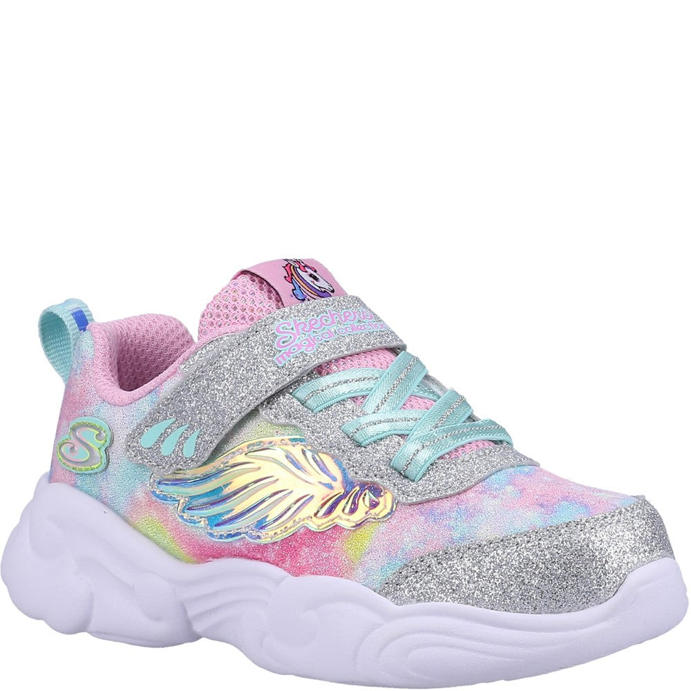 Girls Skechers Unicorn Storm Sports Trainer Silver