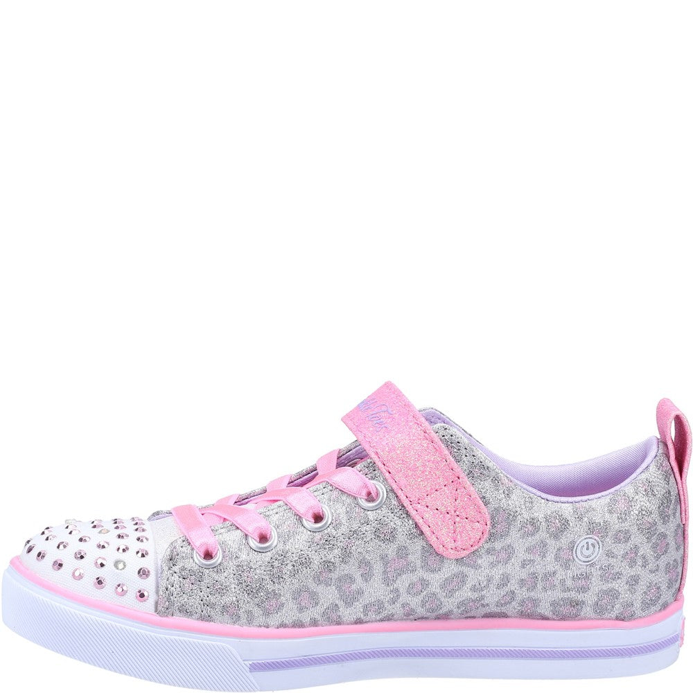 Twinkle Leopard Girls Skechers Twinkle Toes: Sparkle Lite Leopard Shines Shoe Grey ...