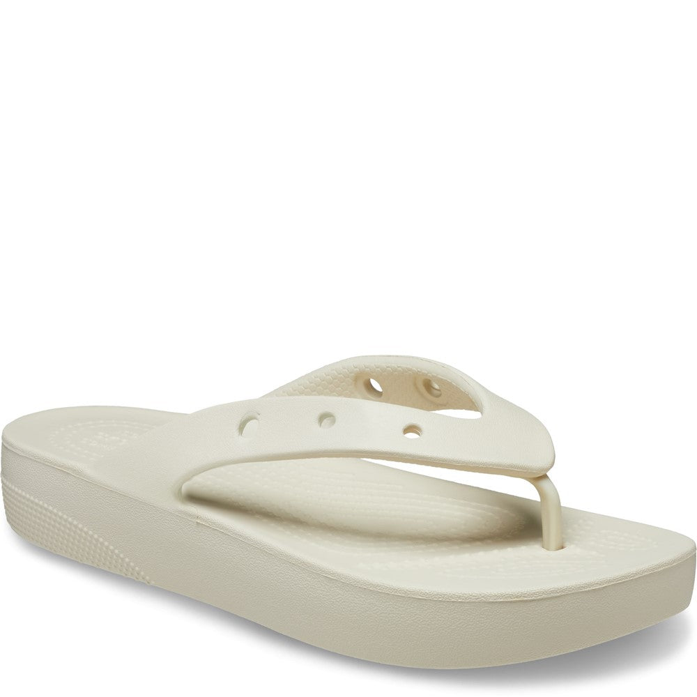 Womens Crocs Classic Platform Flip Flop Off White
