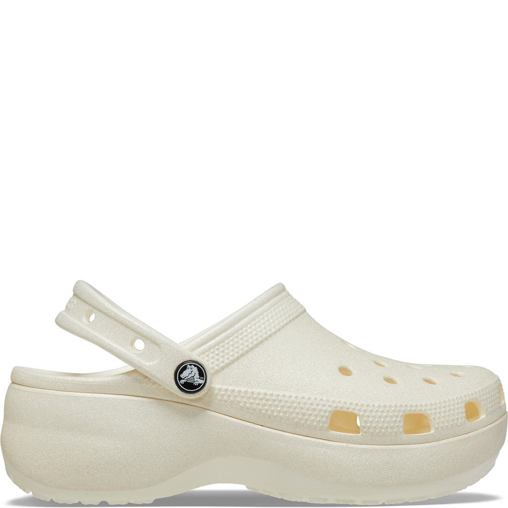 Womens Crocs Classic Platform Glitter Clog White Brantano