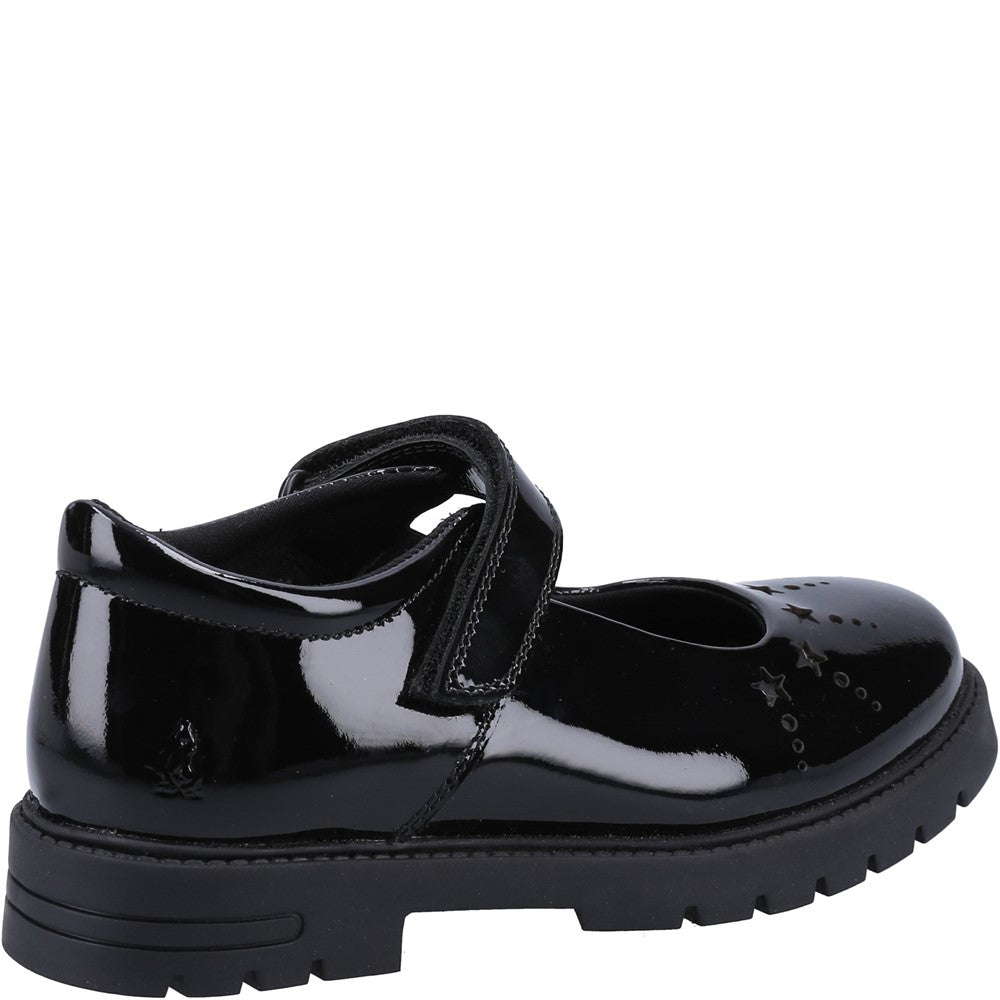 Girls Hush Puppies Sabrina Patent SNR Shoe Black