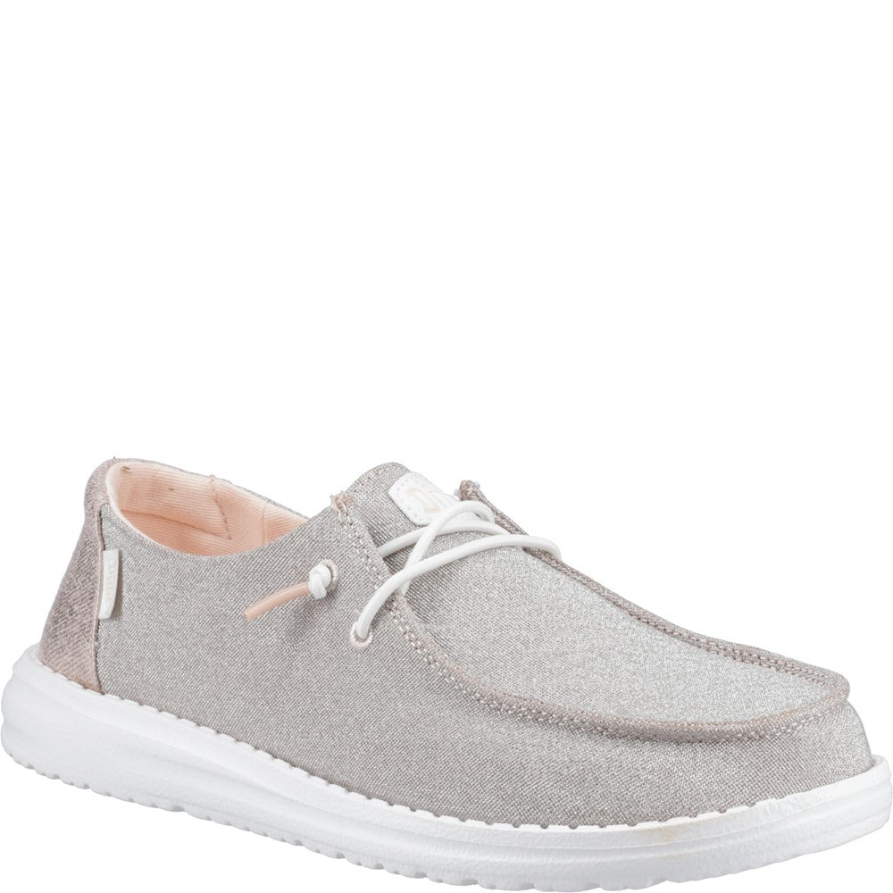 Womens HEYDUDE Wendy Metallic Sparkle Shoe Grey – Brantano