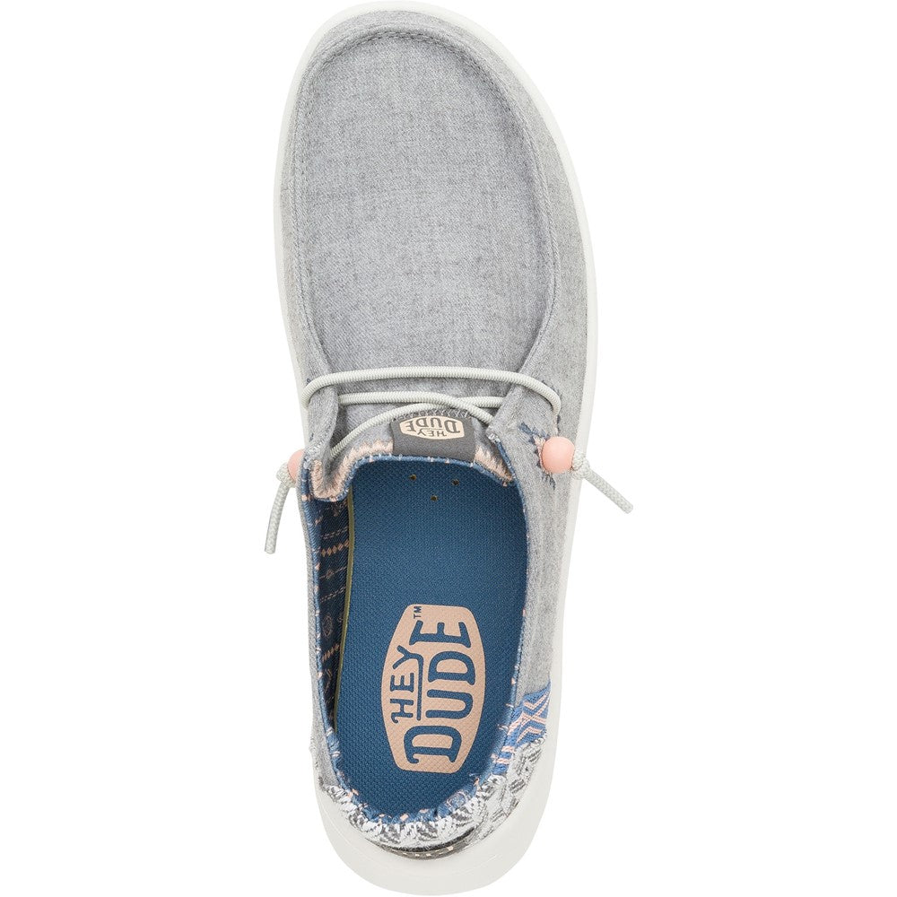 Womens HEYDUDE Wendy Peak Chambray Woven Shoes Grey – Brantano