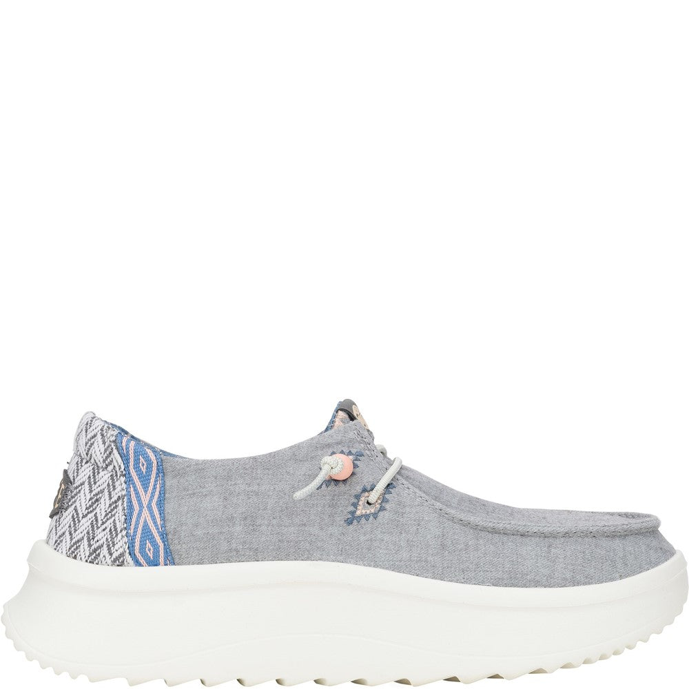 Womens HEYDUDE Wendy Peak Chambray Woven Shoes Grey – Brantano