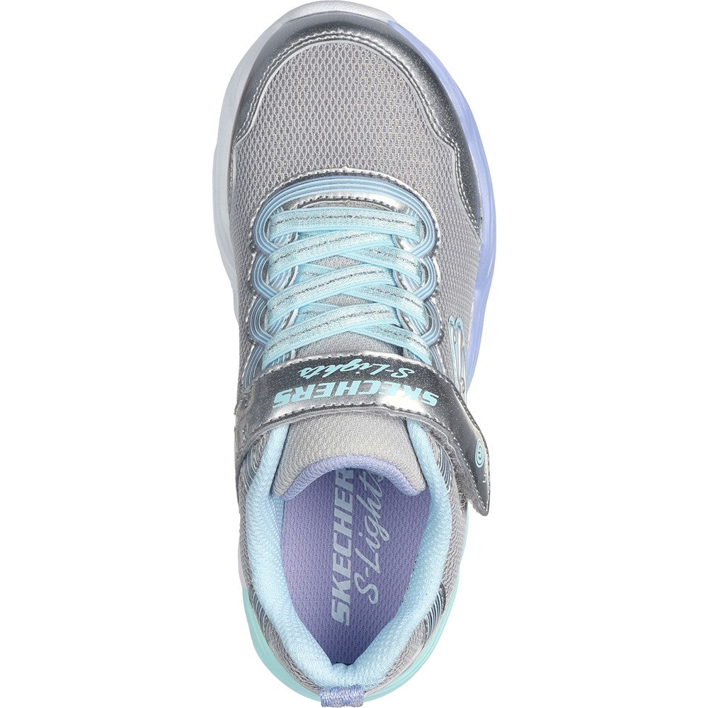 Girls Skechers S-Lights: Twisty Glow Trainers Silver – Brantano