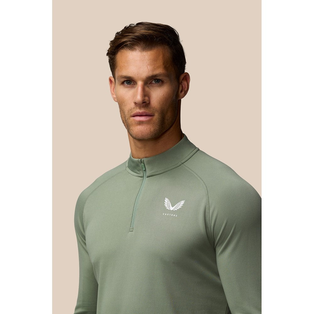 Mens Castore Adapt Training 1/4 Zip Top Thyme/Mint – Brantano