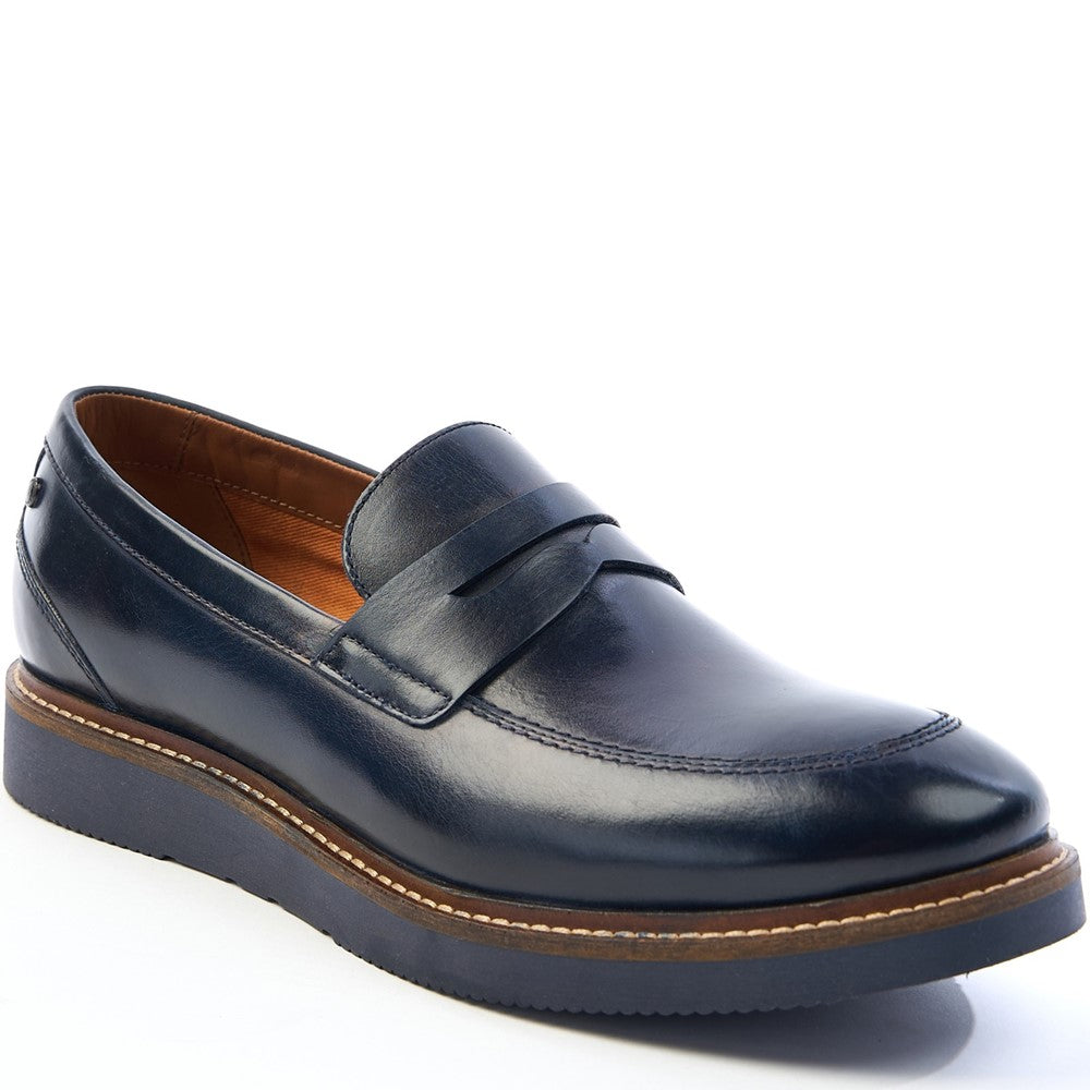 Base London Sid Washed Leather Penny Loafers