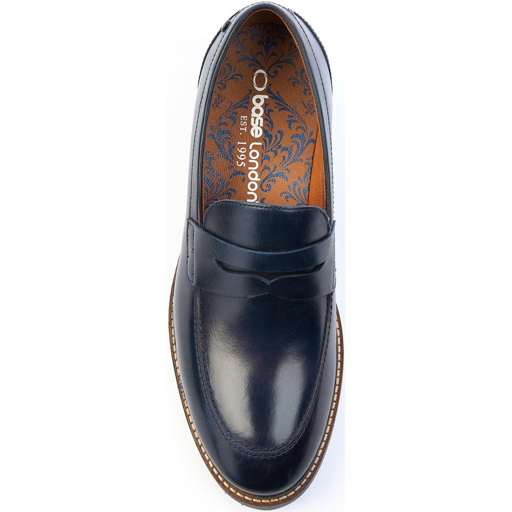 Base London Sid Washed Leather Penny Loafers
