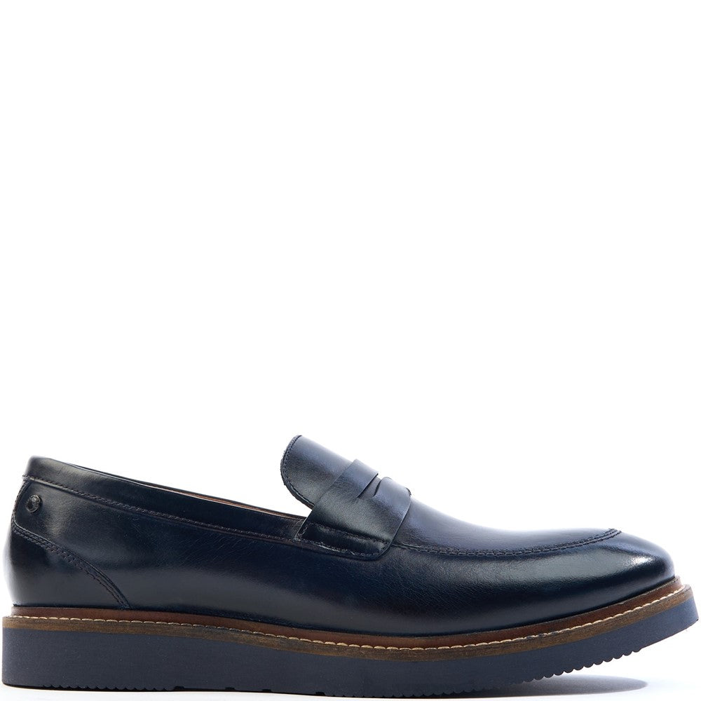 Base London Sid Washed Leather Penny Loafers