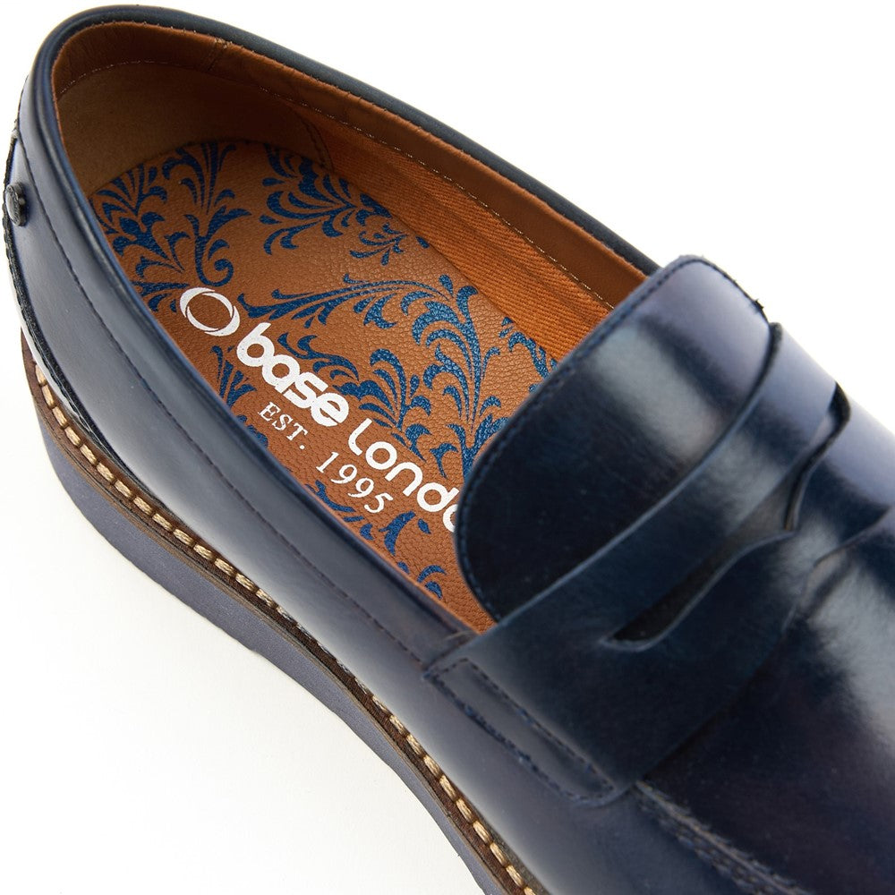Base London Sid Washed Leather Penny Loafers