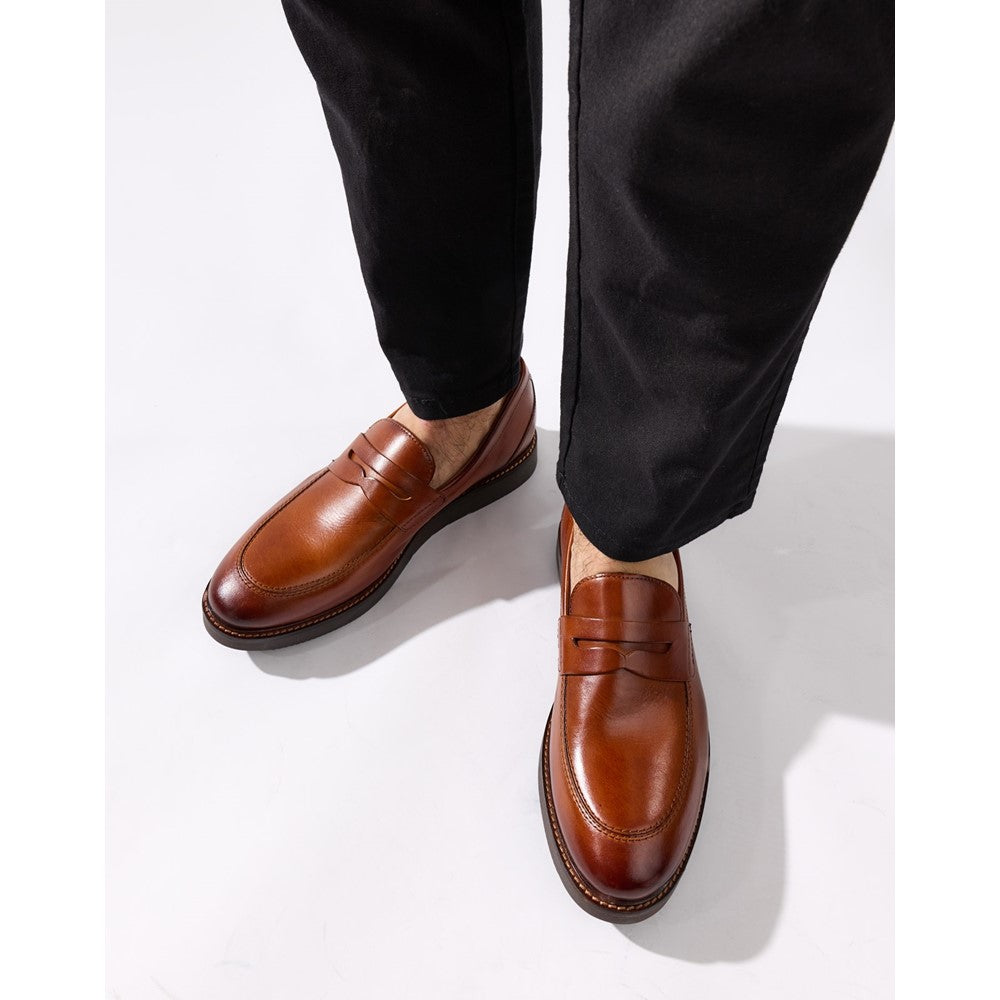 Base London Sid Washed Leather Penny Loafers