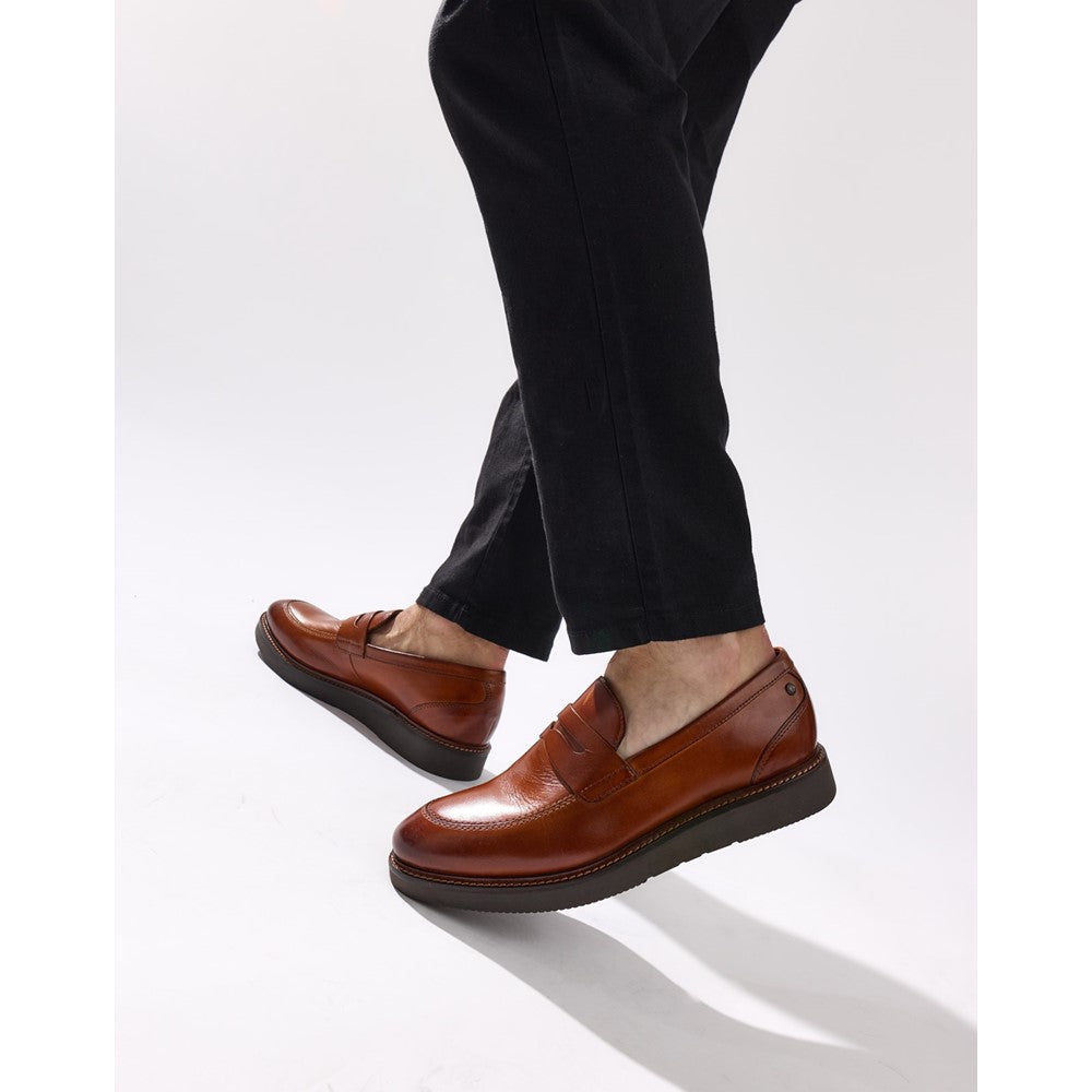 Base London Sid Washed Leather Penny Loafers