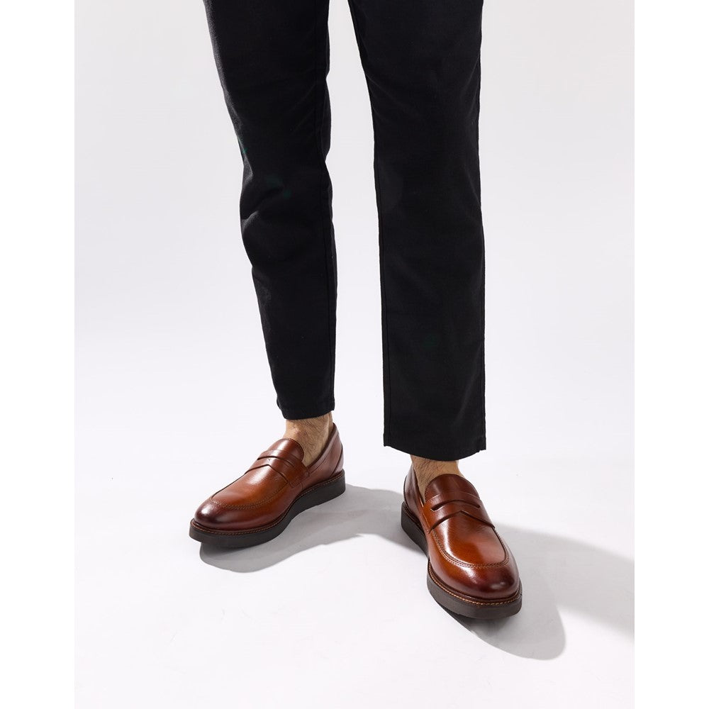 Base London Sid Washed Leather Penny Loafers