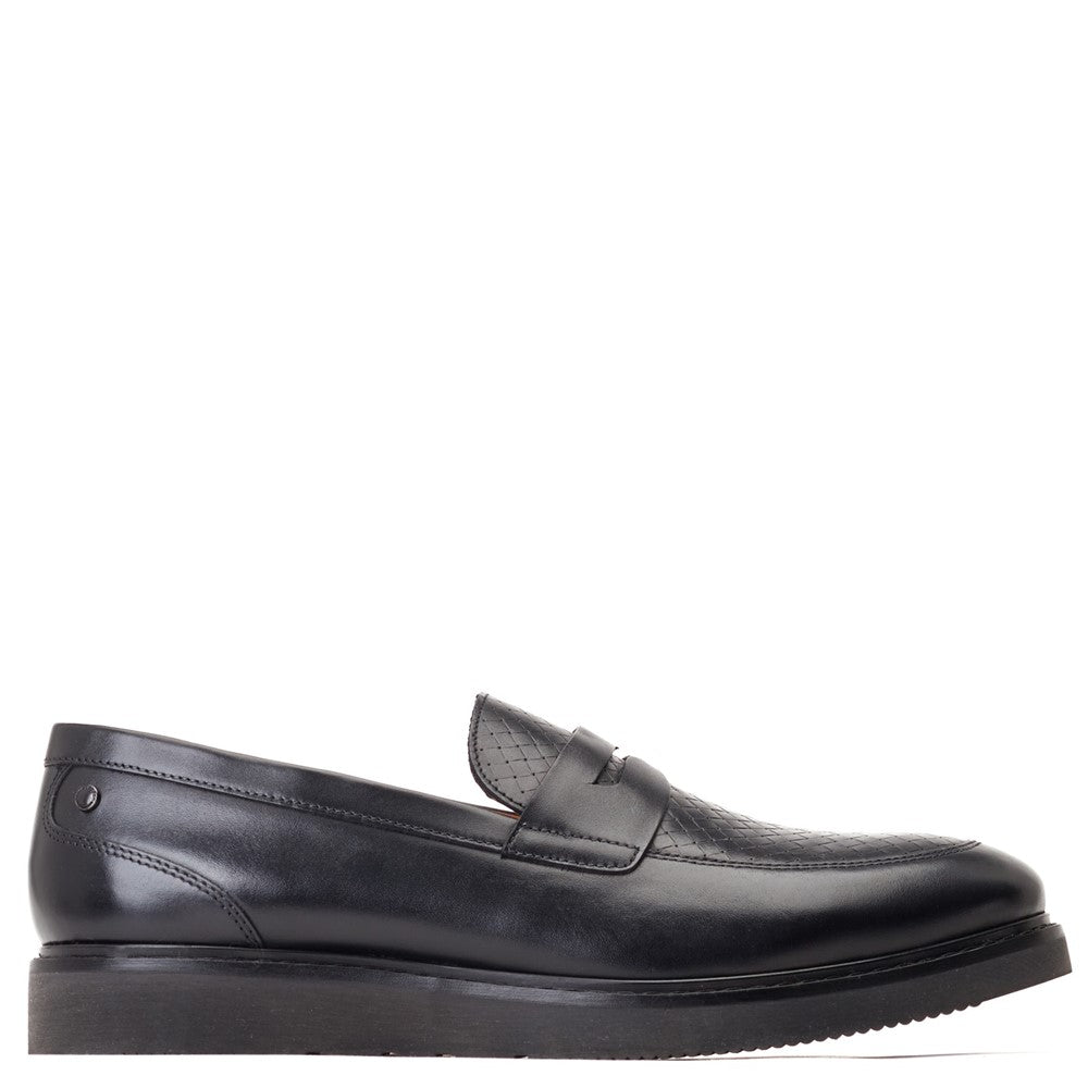 Base London Sid Embossed Leather Penny Loafers