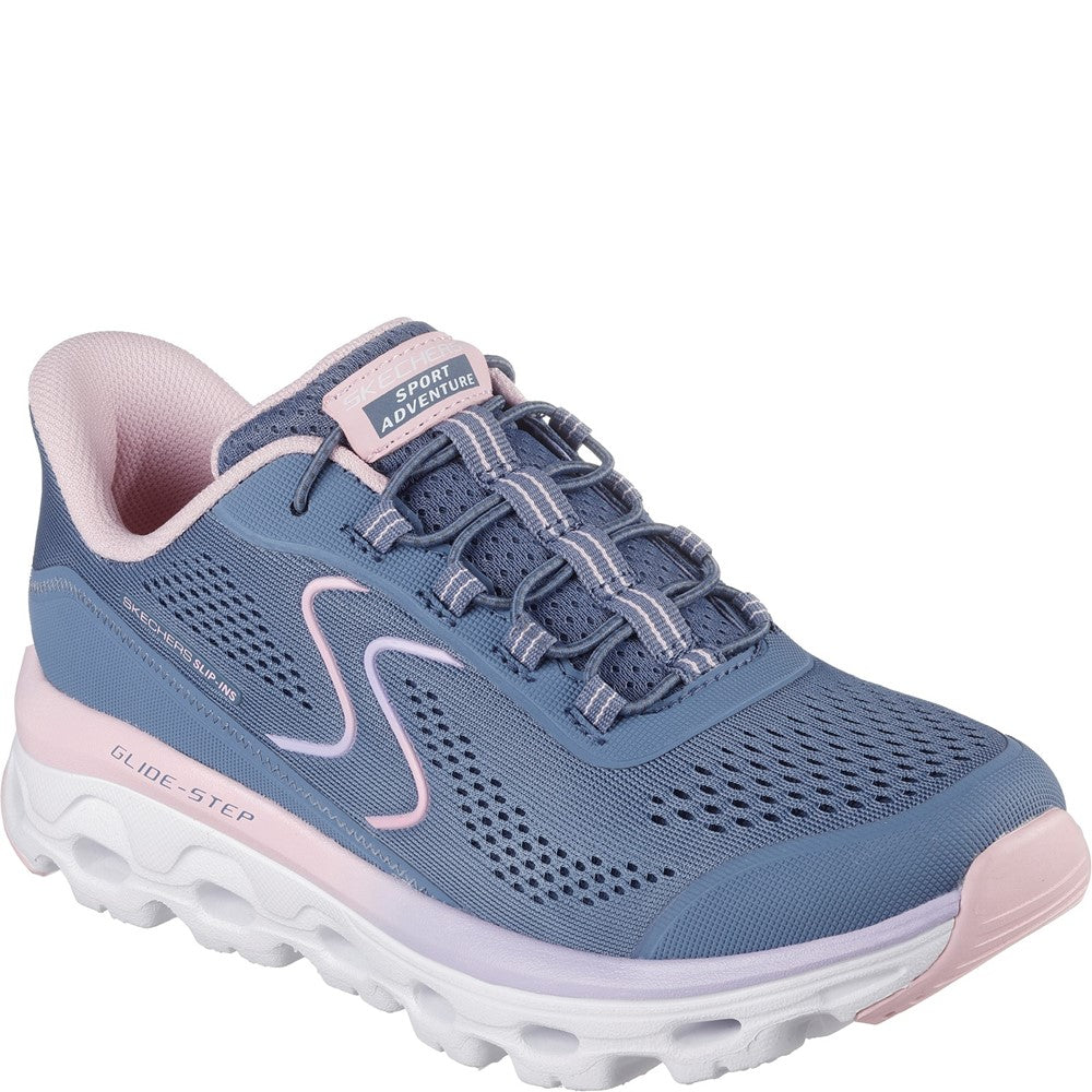 Womens Skechers Glide-Step Sole Trail Shoes Light Blue – Brantano