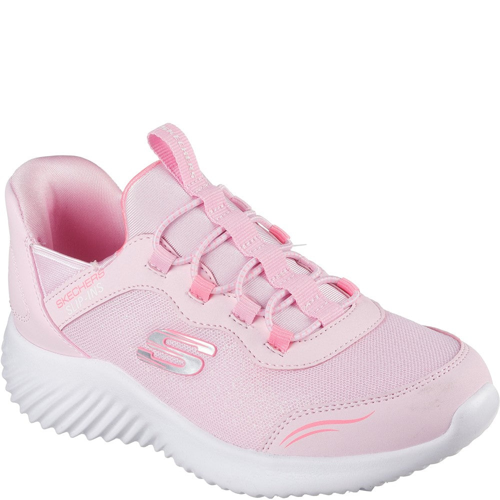 Girls Skechers Bounder Simple Cute Trainer Light Pink – Brantano