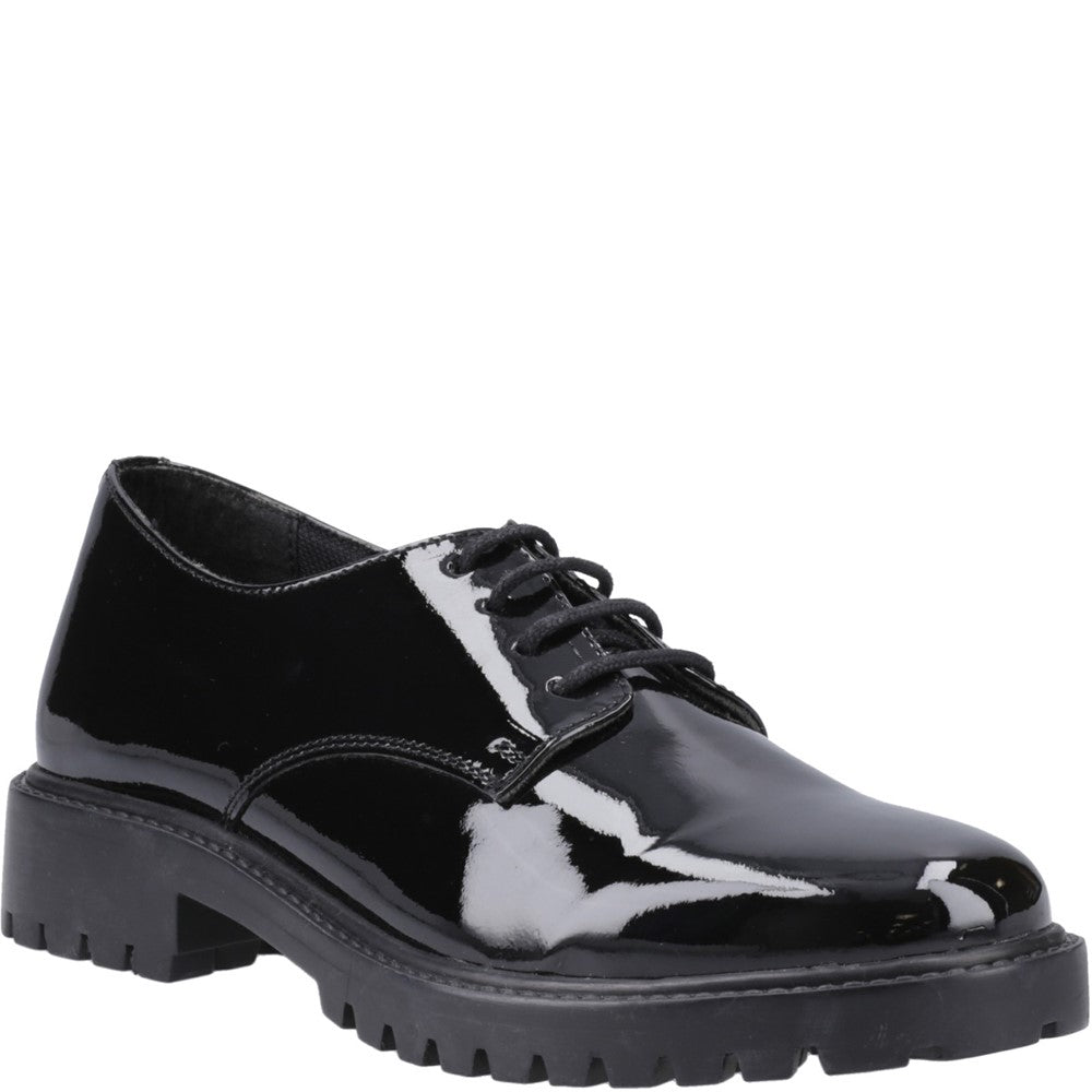 Girls Hush Puppies Aubrey Lace Up Patent Snr Black