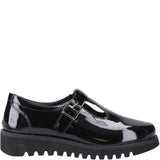 Hush Puppies Florrie T-Bar Patent XL Senior School Shoes