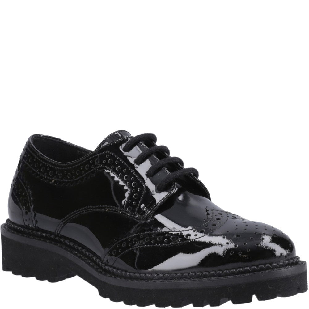 Hush Puppies Gabi Lace Up Patent Junior School Shoes