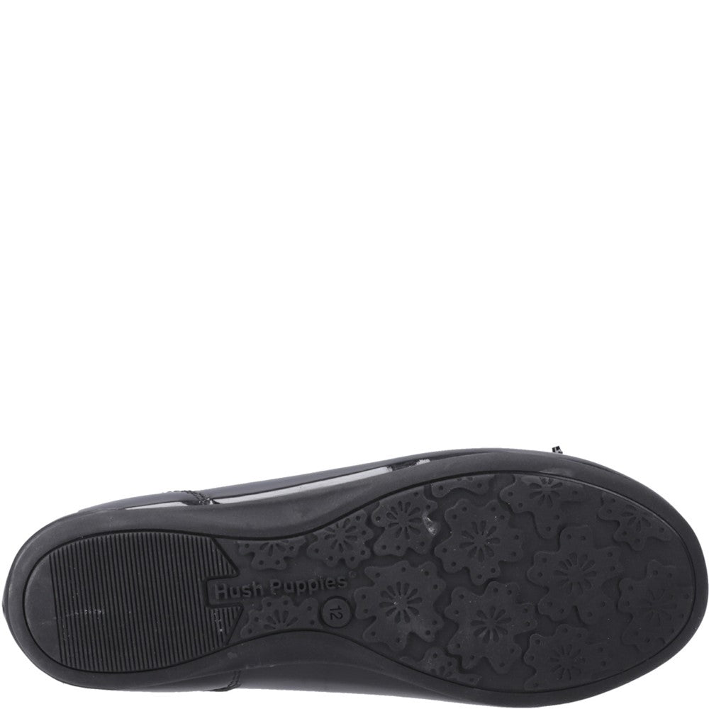 Hush Puppies Lillie Ballerina Patent Junior School Shoes