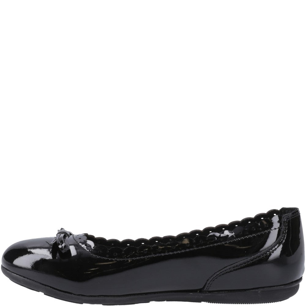 Hush Puppies Lillie Ballerina Patent Junior School Shoes