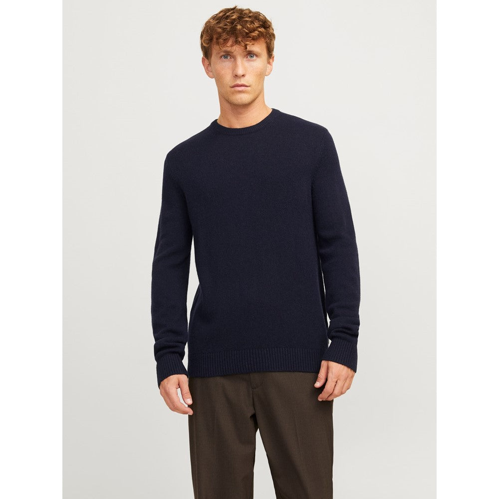 Mens Jack & Jones Lambswool Knit Sweat Shirt Dark Blue – Brantano