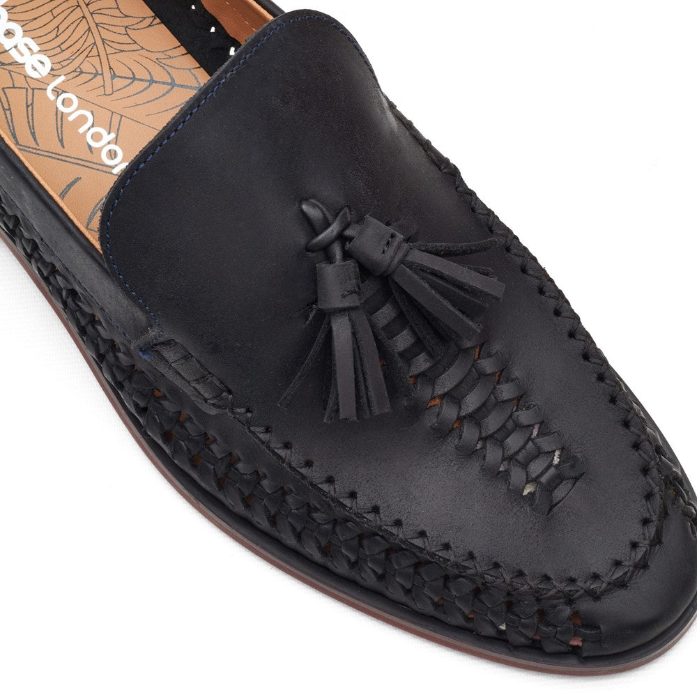 Base London Bracken Leather Weave Loafers