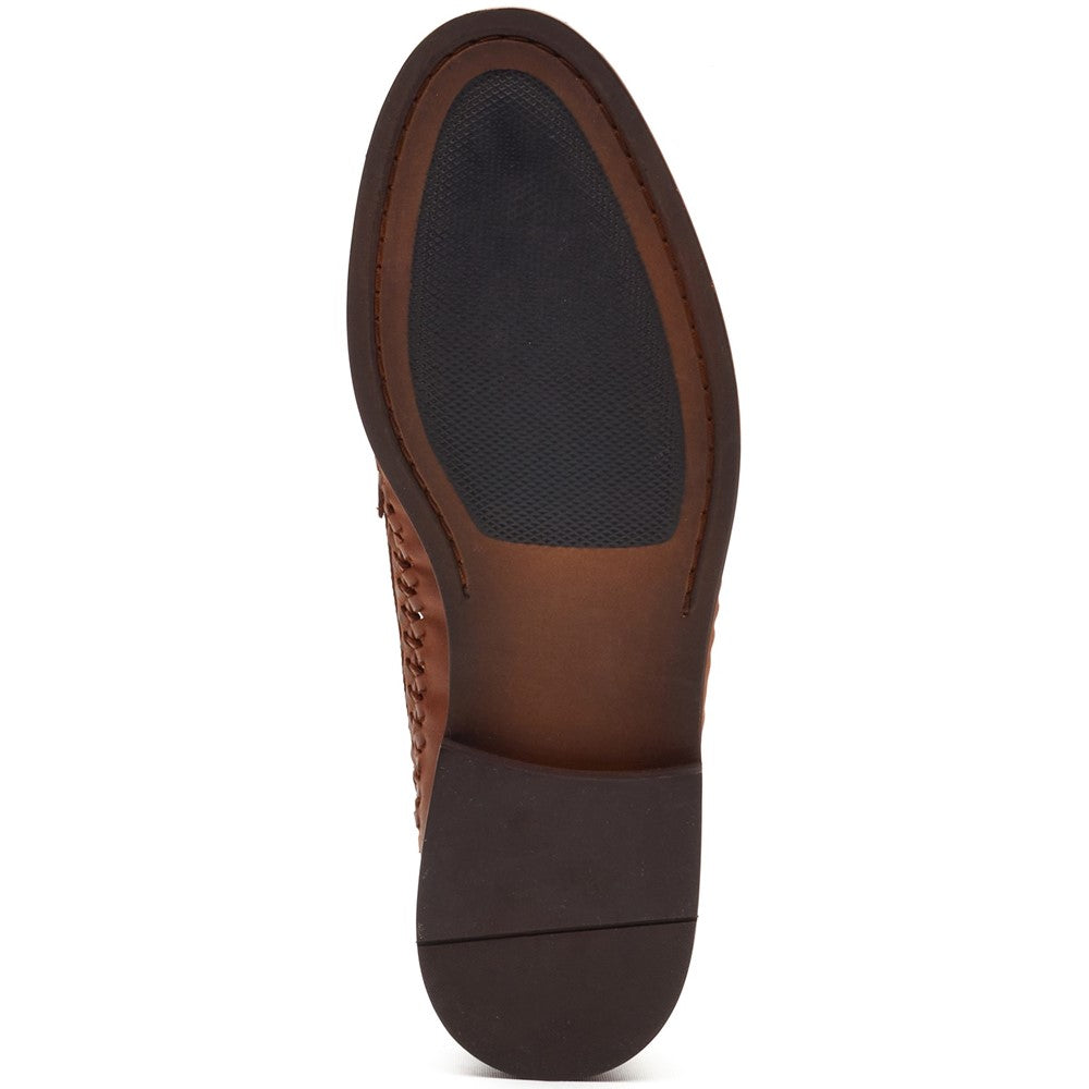 Base London Bracken Leather Weave Loafers