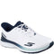 White synthetic navy trim
