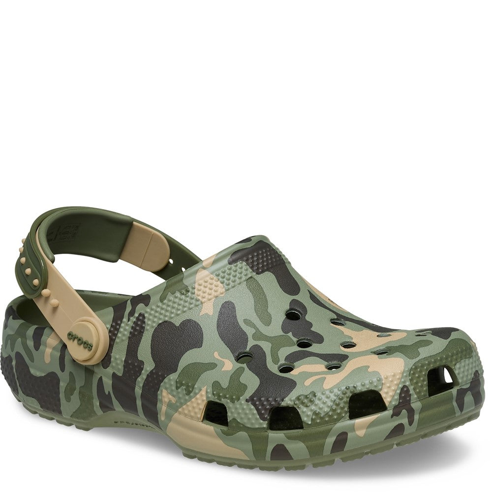Crocs Kids Classic Strap-Back Camo Clogs