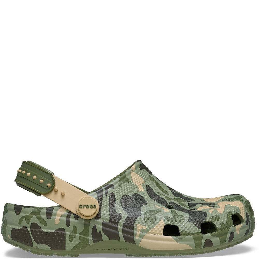 Crocs Kids Classic Strap-Back Camo Clogs