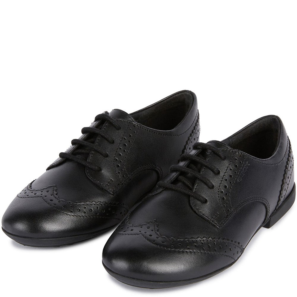 Geox J Plie B Smooth Leather Junior School Shoes