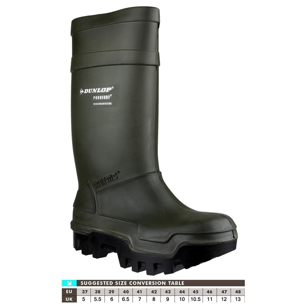 Unisex Dunlop Purofort Thermo+ Full Safety Wellington Green – Brantano