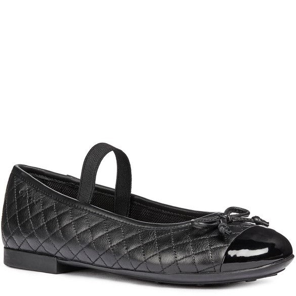Plie Geox Flat Shoes Girls Geox Plie' Junior School Shoe Black