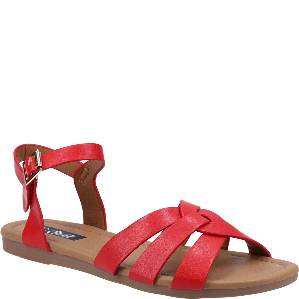 Womens Divaz Antalya Vegan Summer Sandal Red – Brantano